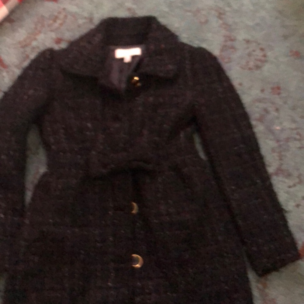 Black with silver hint girls tweed coat button up